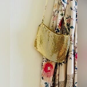 VTG Whiting & Davis Art Deco Chain Mesh Gold Party Cocktail Glam Clutch Purse